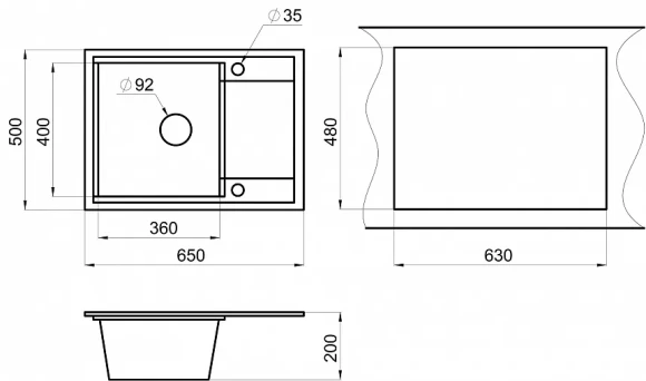 HI-65, ЧЁРНЫЙ/АРКТИК,ГИБРИД  кухонная мойка , кварц