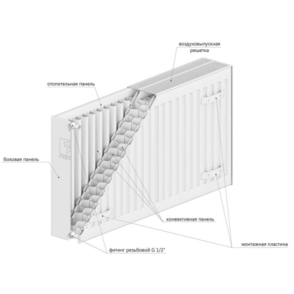 Радиатор стальной Arideya LUXE 33*500*1400 ниж. подкл.