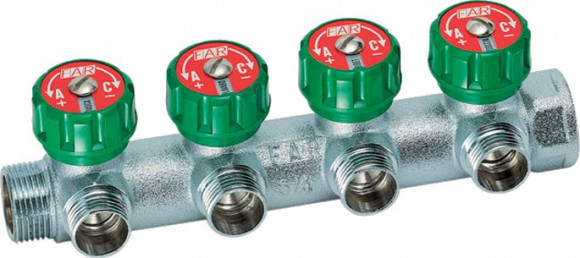 Коллектор FAR 3/4&quot; х 1/2&quot; 4 выхода, присоединение евроконус