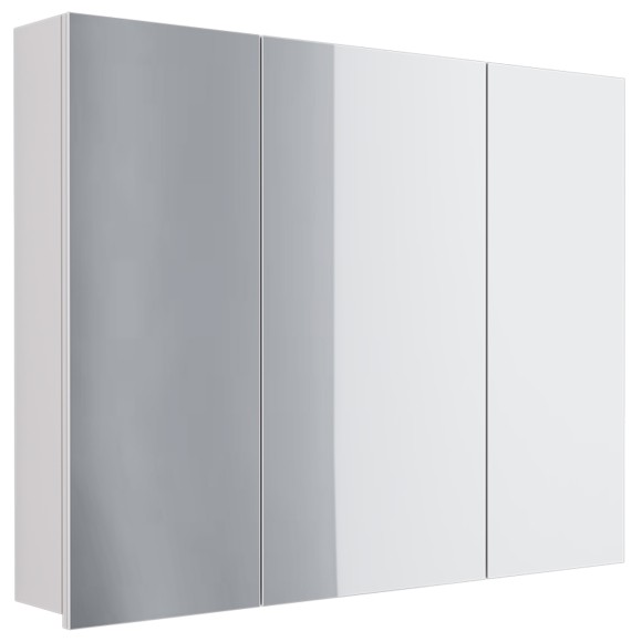 Шкаф зеркальный ALMI, 80 см, 3 дверцы, 6 стеклянных полок, белый