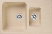 GRANFEST Мойка QUARZ 21К  1,5-чаши+крыло 740*480мм бежевый арт.GF-Z-
