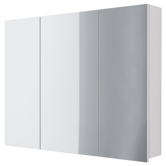 Шкаф зеркальный ALMI, 90 см, 3 дверцы, 6 стеклянных полок, белый