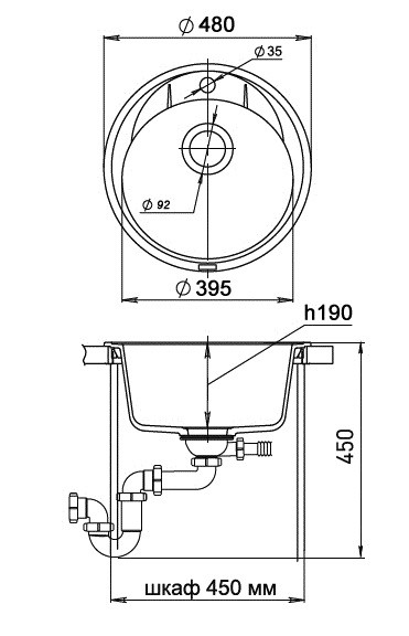 EWIGSTEIN Мойка ELEGANT R45 1-чаша D-484мм шоколад арт.EW-