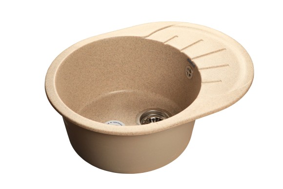 GRANFEST Мойка RONDO 580L  1-чаша+крыло 579*445мм песочный арт.GF-