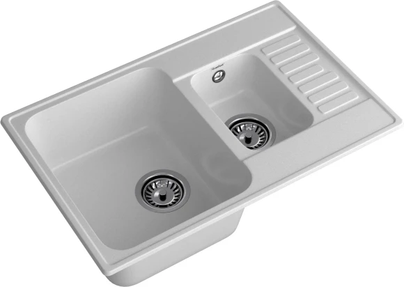 GRANFEST Мойка QUARZ 21К  1,5-чаши+крыло 740*480мм серый арт.GF-Z-