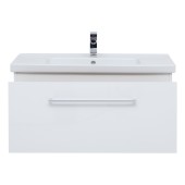 Тумба BIG INN, 80 см, подвесная, 1 ящик + выдвижной внутренний ящик, белый глянец Тумба BIG INN, 80 см, подвесная, 1 ящик + выдвижной внутренний ящик, белый глянец