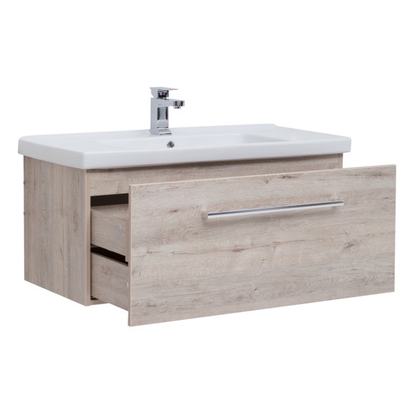 Тумба BIG INN, 80 см, подвесная, 1 ящик + выдвижной внутренний ящик, дуб кантри