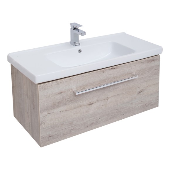 Тумба BIG INN, 80 см, подвесная, 1 ящик + выдвижной внутренний ящик, дуб кантри