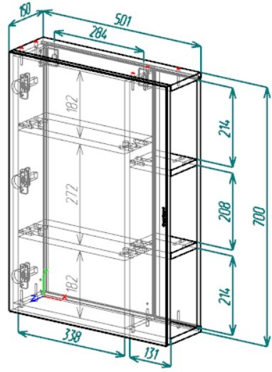 50 Зеркало-шкаф "Даймонд 50" (в разборе) Белый