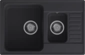 GRANFEST Мойка QUARZ 21К  1,5-чаши+крыло 740*480мм черный арт.GF-Z-