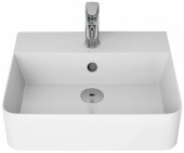 ДЖОЙ 3, накладной умывальник для установки на столешнице, керамический, пристенный, с полкой для смесителя, 46х39х12 см