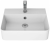 ДЖОЙ 3, накладной умывальник для установки на столешнице, керамический, пристенный, с полкой для смесителя, 46х39х12 см