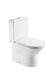 A2802 Унитаз-компакт, безободковый, сиденье тонкое ДП,  удлин. патрубок, крепления, арматура, гориз. выпуск 