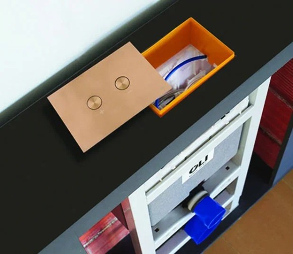 Панель пневматическая двойная OLI BLINK, сталь, бронза, антивандальная