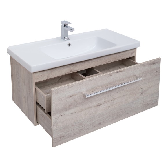 Тумба BIG INN, 100 см, подвесная, 1 ящик + выдвижной внутренний ящик, дуб кантри