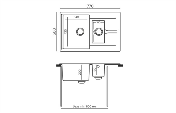 Кухонная мойка Polygran BRIG-770 №14 Серый Кухонная мойка Polygran BRIG-770 №14 Серый
