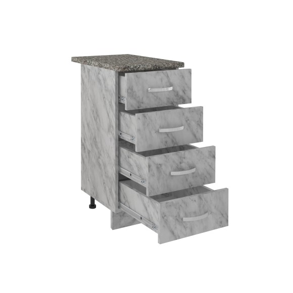 400 Стол рабочий/разделочный (4 ящика) - белый мрамор (40х84х43)