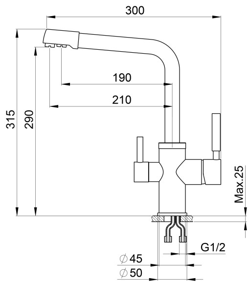 3015, XРОМ/КЛАССИК, СМЕСИТЕЛЬ КУХОННЫЙ