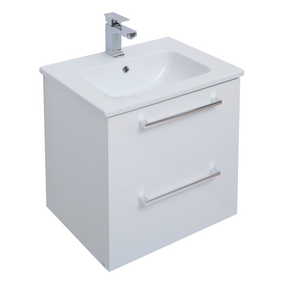 Тумба GIO, 60 см, подвесная, 2 ящика, белый глянец