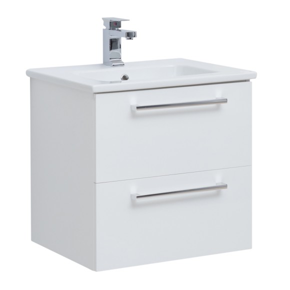 Тумба GIO, 60 см, подвесная, 2 ящика, белый глянец