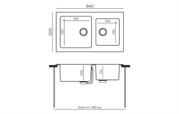 Кухонная мойка TOLERO Twist TTS-840 (№911 (Черн))