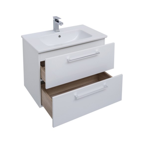 Тумба GIO, 80 см, подвесная, 2 ящика, белый глянец