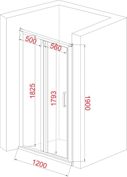 JY133 Душевое ограждение (в дверной проем)  120х190, прозрачное стекло