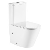 A2807 Унитаз-компакт, безободковый, сиденье тонкое ДП,  удлин. патрубок, крепления, арматура, гориз. выпуск 