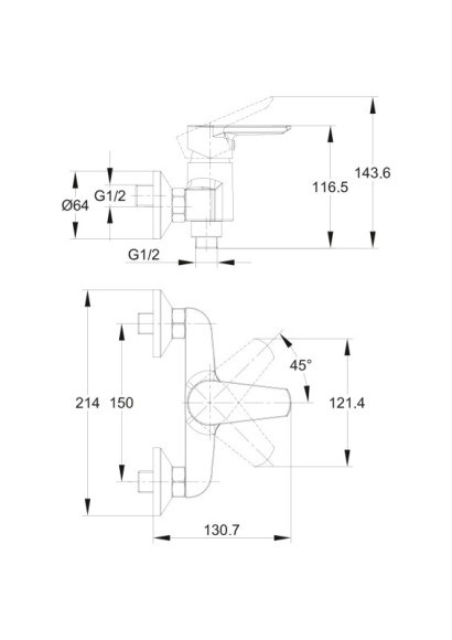Смеситель для душа VERO однорычажный