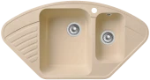 GRANFEST  Мойка QUARZ 14  угловая 1,5-чаши 930*500мм бежевый арт.GF-Z-