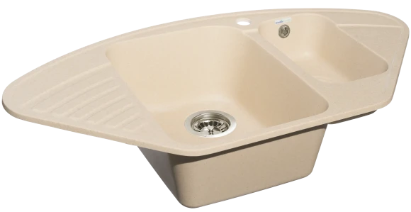 GRANFEST  Мойка QUARZ 14  угловая 1,5-чаши 930*500мм бежевый арт.GF-Z-