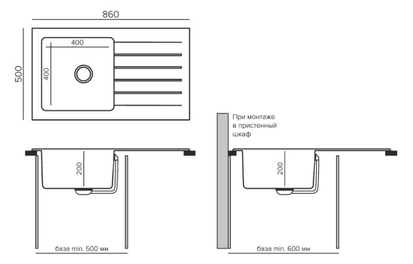Кухонная мойка TOLERO Twist TTS-860 (№911 (Черн))