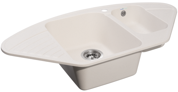 GRANFEST  Мойка QUARZ 14  угловая 1,5-чаши 930*500мм белый арт.GF-Z-