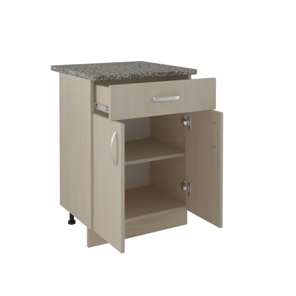 600 Стол рабочий/разделочный (1 ящик) - дуб млечный (60х84х43)