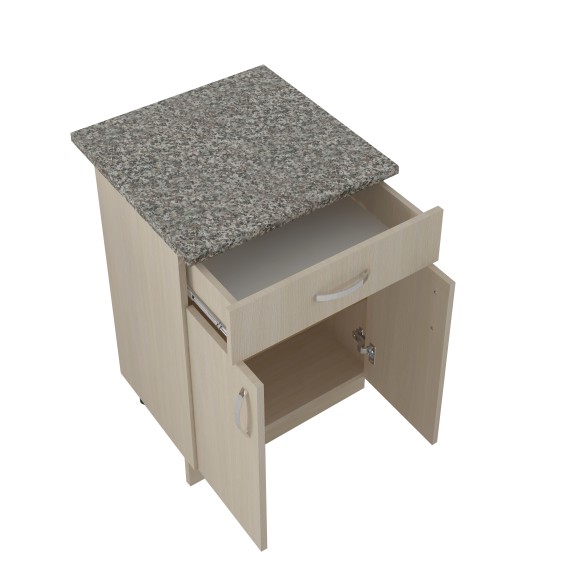 600 Стол рабочий/разделочный (1 ящик) - дуб млечный (60х84х43)