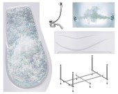 Комплект Акриловая ванна TIMO VINO1590L+Каркас + Слив-перелив+Гидромассаж 6 форсунок+Фронтальная панель