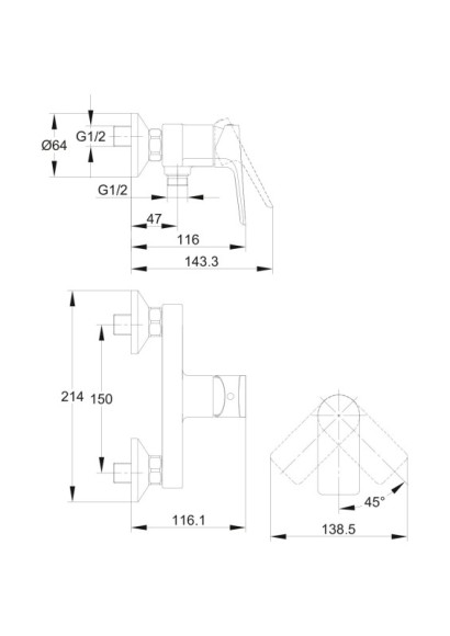 Смеситель для душа NATURE однорычажный