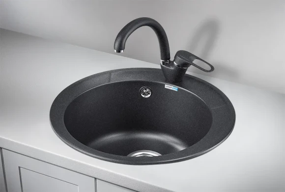 4802, ЧЁРНЫЙ, кухонная мойка, СтандАРТ кварц