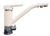 GRANFEST Смеситель для кухни прямой с краном питьевой воды D-40мм белый арт.