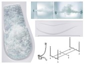 Комплект Акриловая ванна TIMO VINO1590L+Каркас + Слив-перелив+Гидромассаж 6 форсунок+Гидромассаж спины 3 форсунки+Фронтальная панель