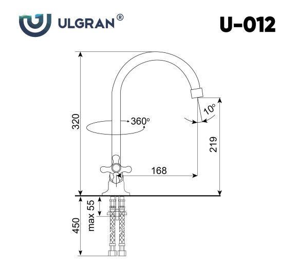 Смеситель Ulgran U-012-342, графит