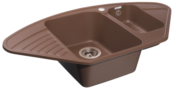 GRANFEST  Мойка QUARZ 14  угловая 1,5-чаши 930*500мм терракот арт.GF-Z-