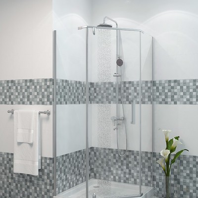 JY028 Душевое ограждение 90х90х185 трапеция (б/поддона), прозрачное стекло