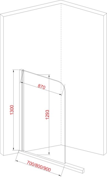 JY70 Душевое ограждение на ванну 90х130, прозрачное стекло
