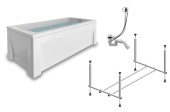 Комплект Акриловая ванна TIMO RITTA1880 180*80*63+Каркас + Слив-перелив+Фронтальная панель+Торцевая панель