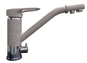 GRANFEST Смеситель для кухни прямой с краном питьевой воды D-40мм серый арт.