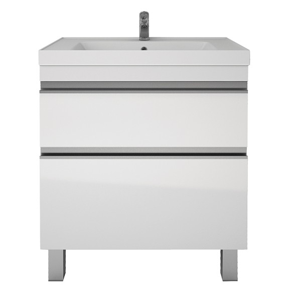 Тумба GRACE PLUS, 90 см, подвесная/напольная, 2 ящика, с опорами, белый глянец