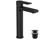 Смеситель для раковины высокий BRASKO BLACK однорычажный черный клик клак