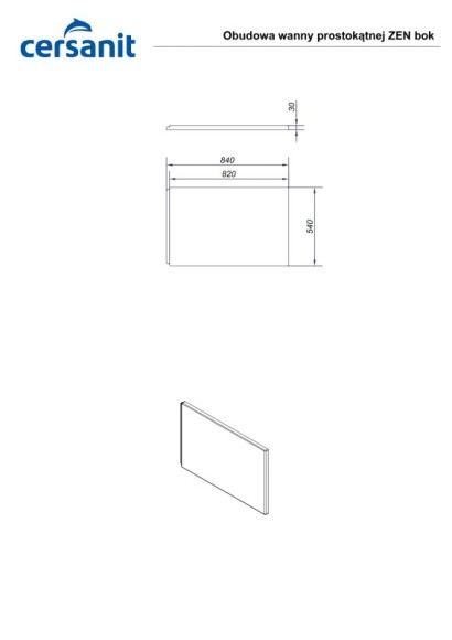 Панель для ванны боковая ZEN 85 белый