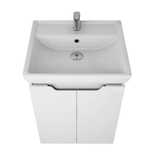 Тумба Q PLUS (D), 60 см, подвесная/напольная, 2 дверцы, с опорами, белый глянец